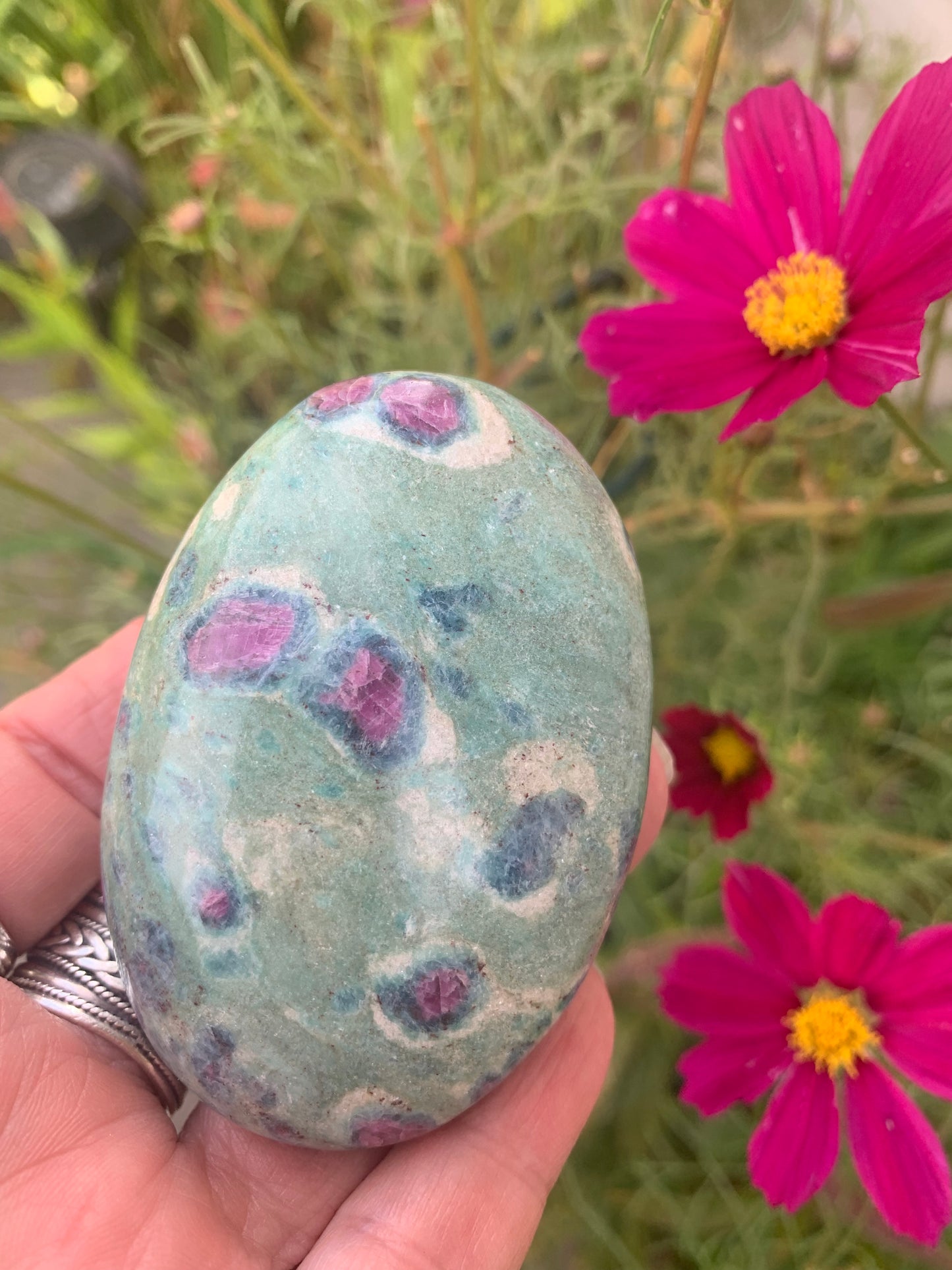 Ruby Fuchsite Palm Stone - India