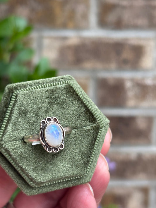 Rainbow Moonstone Ring size 6.25