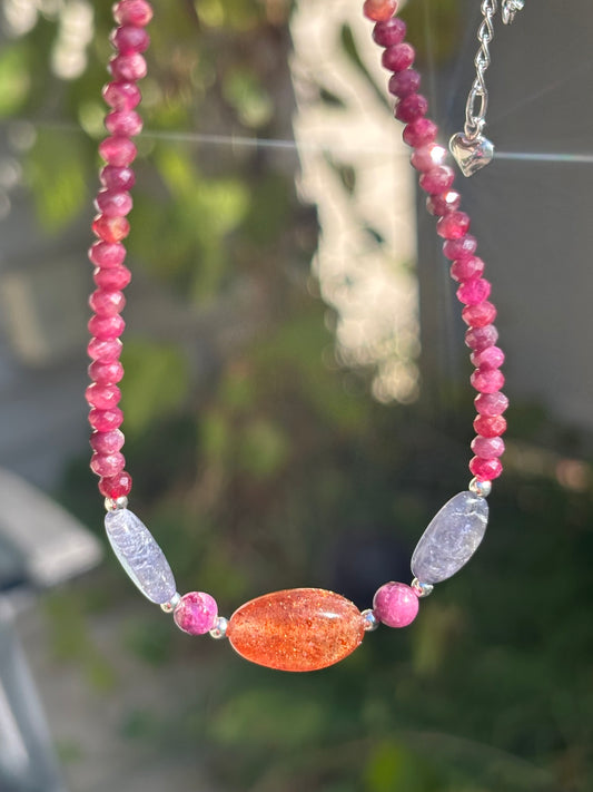 The Sacred Flame | Red Spinel • Pink Tourmaline • Sunstone • Iolite