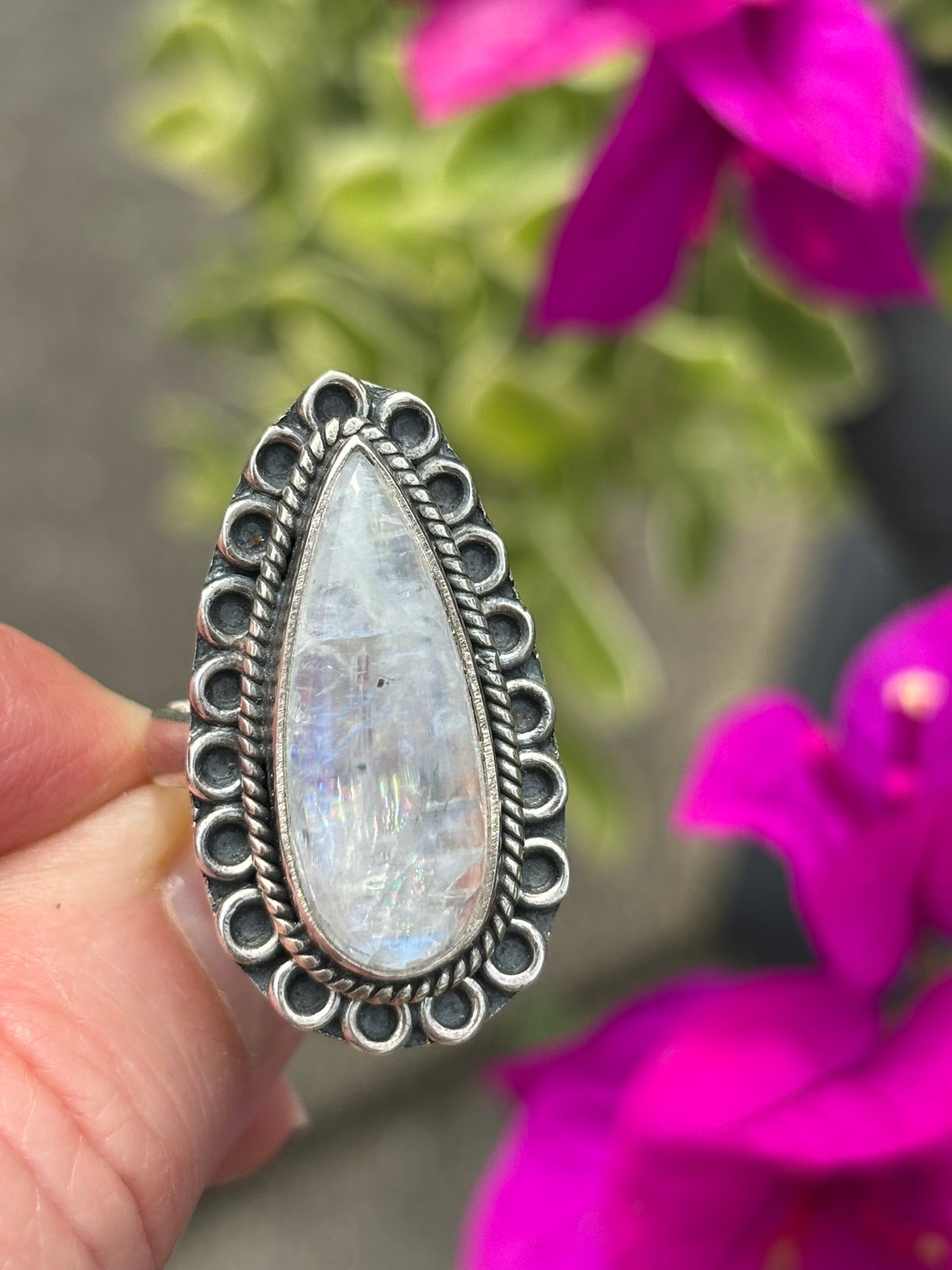 Rainbow Moonstone Ring size 9