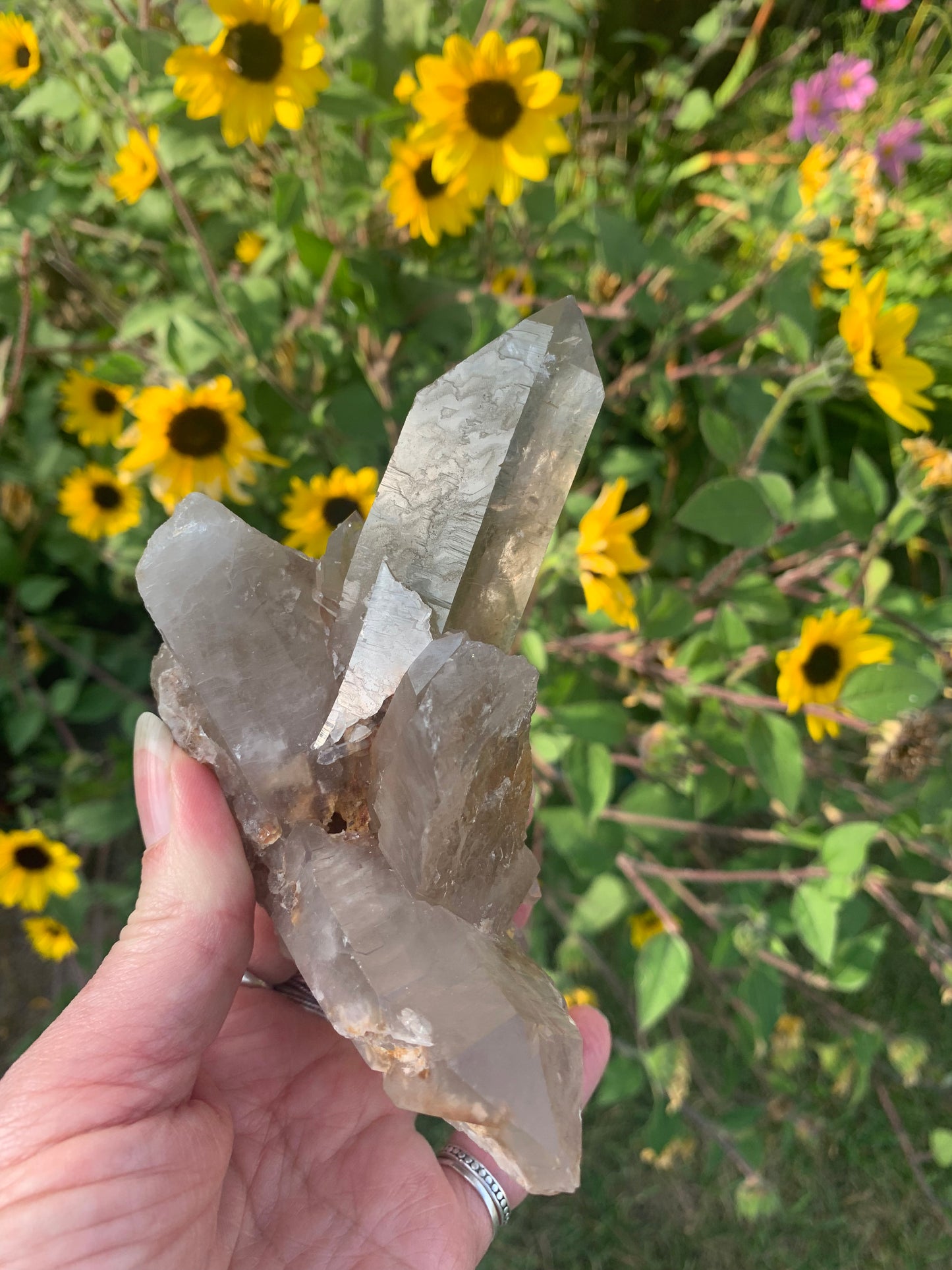 Smokey Lemurian Quartz Cluster - Brazil