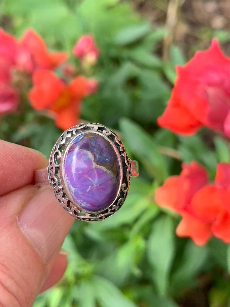 Purple Copper Turquoise Ring Size 8.5