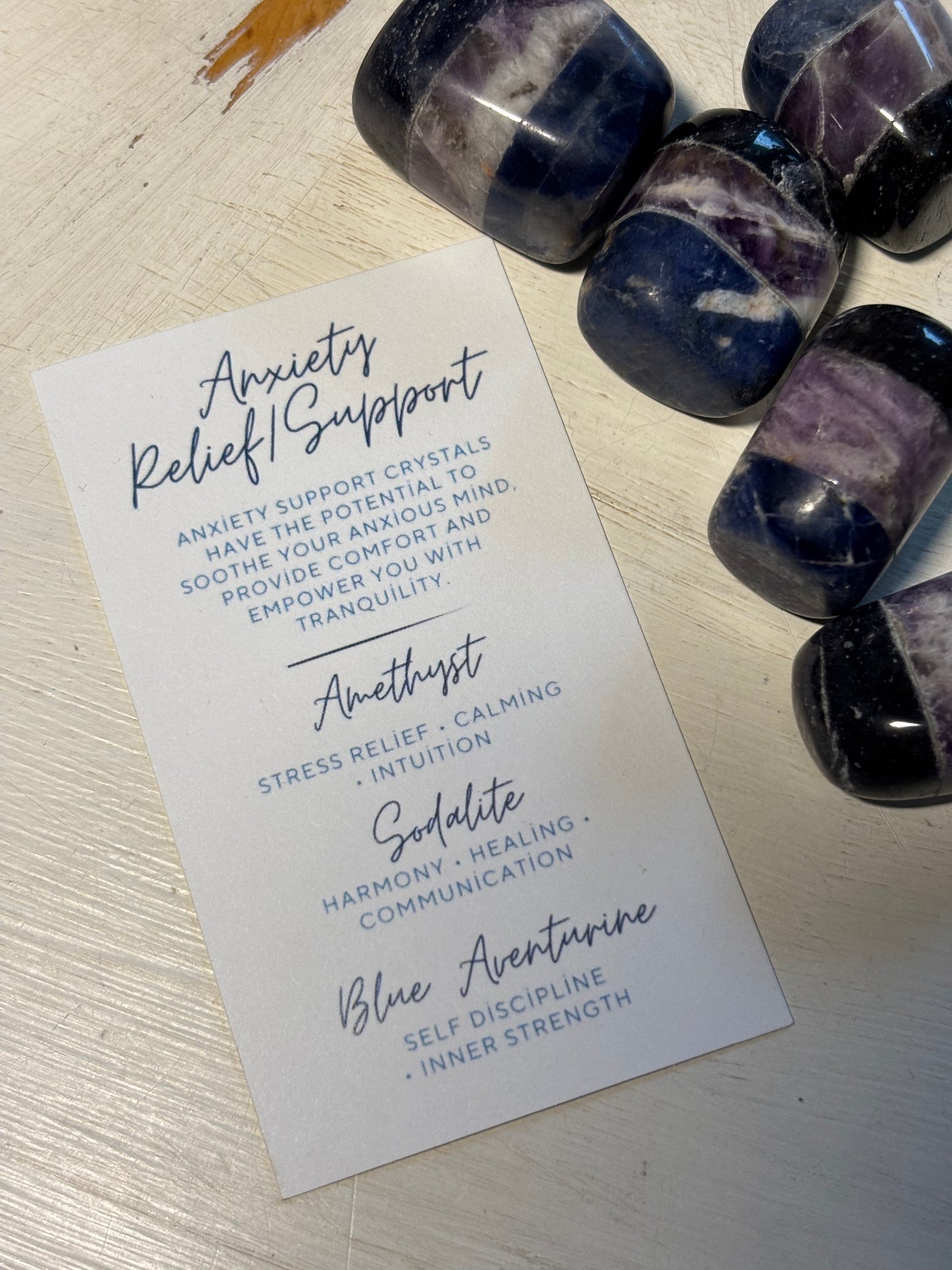 Anxiety Relief/Support tumble - Amethyst - Sodalite - Blue Aventurine
