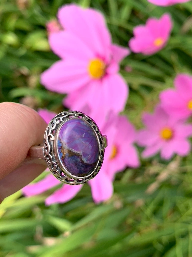 Purple Copper Turquoise Ring Size 8.5