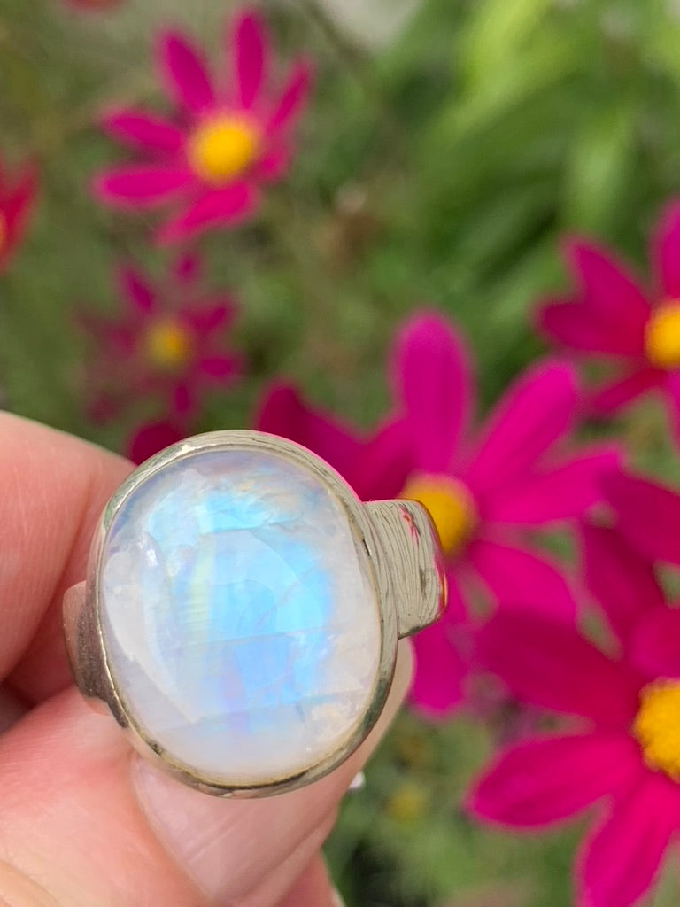 Rainbow Moonstone Ring size 9.5