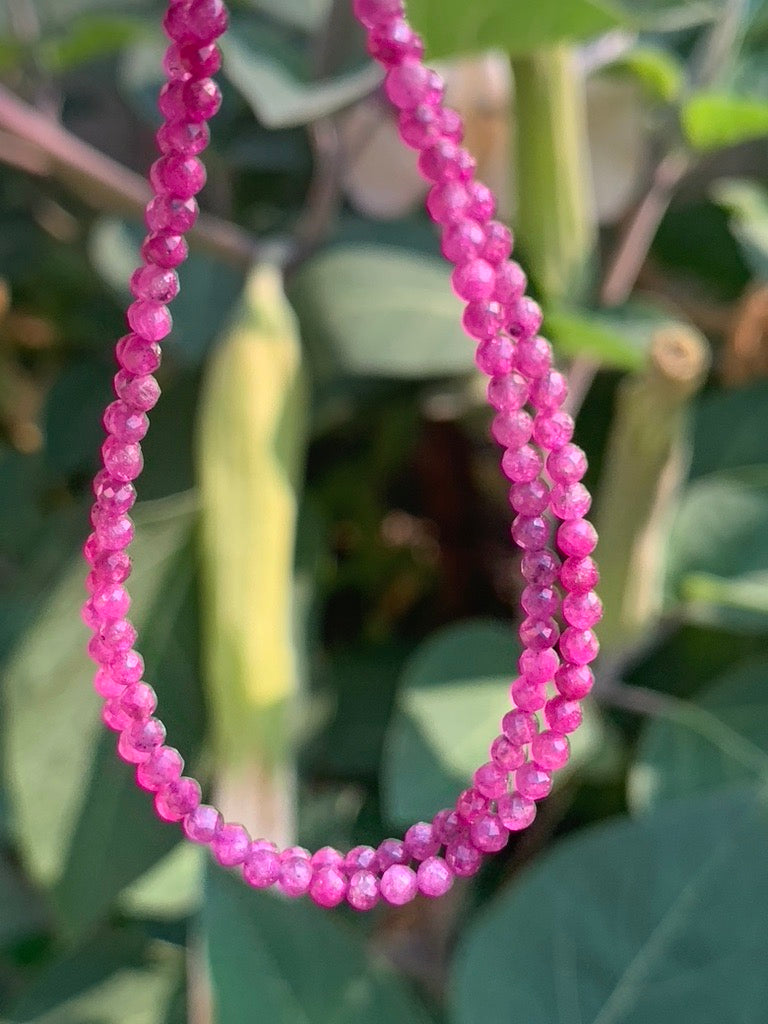 Ruby Faceted Gemstone Necklace - 925 Sterling Silver clasp