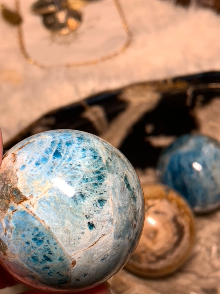 Blue Apatite Sphere - Madagascar