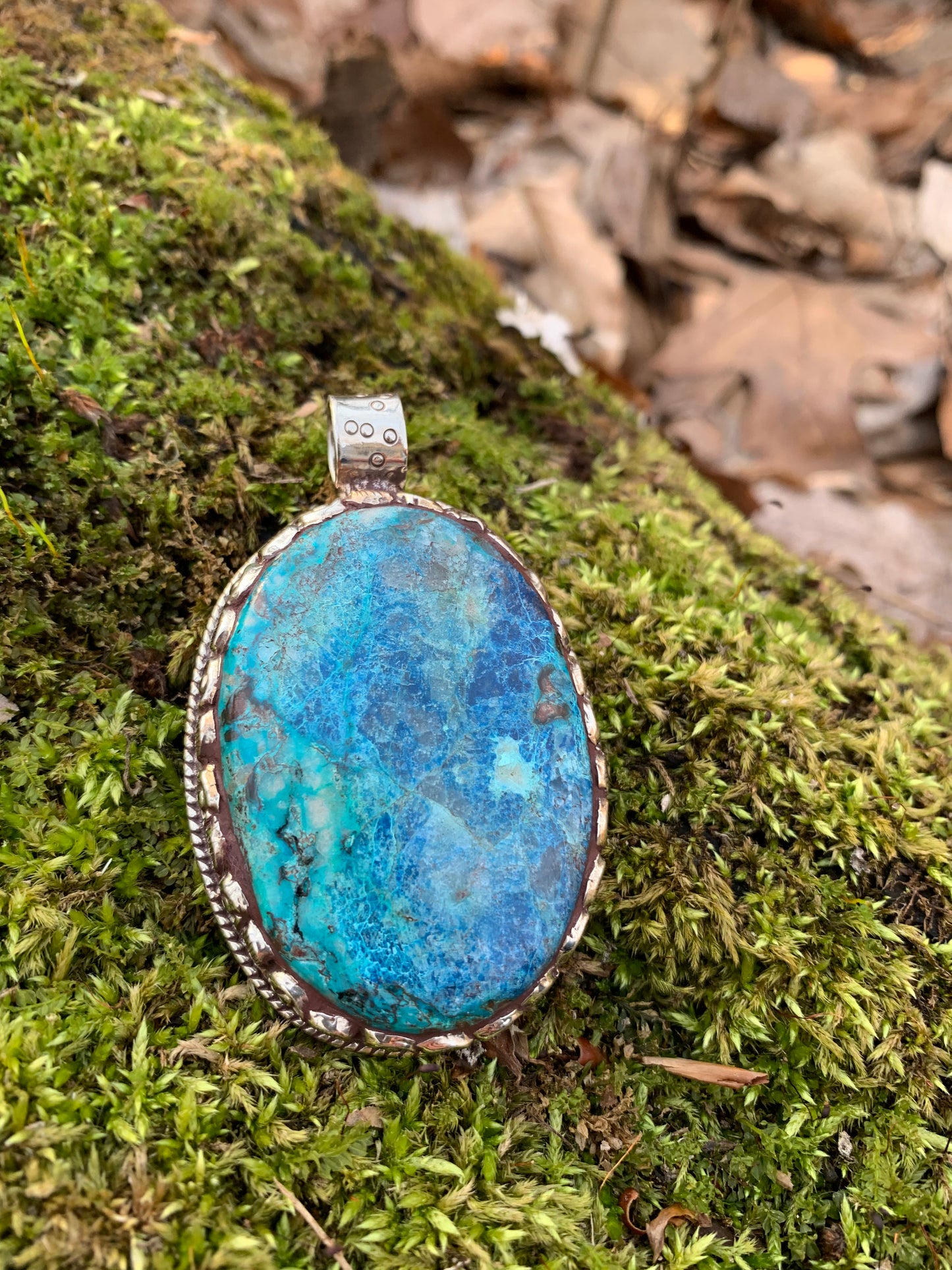 Chrysocolla pendant - Tibetan Silver