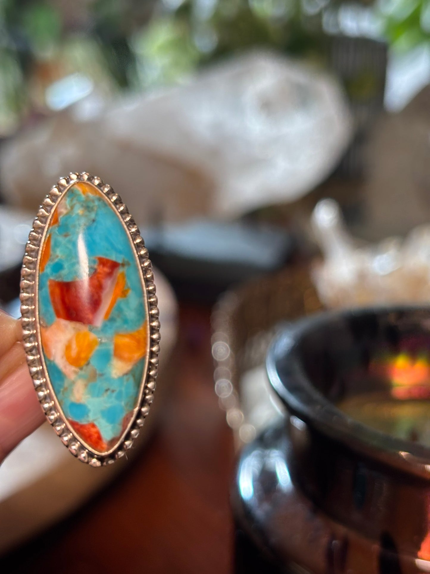 Spiny Oyster and Turquoise Rings