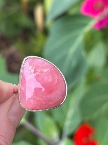Pink Opal Ring Size 7.5 Adjustable