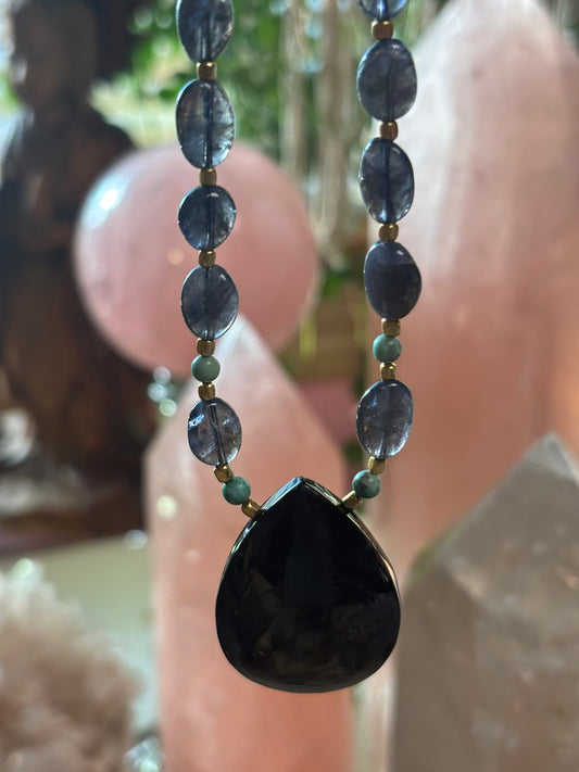 The Inner Oracle - Hypersthene • Iolite • Turquoise