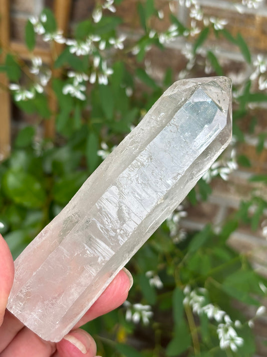Lemurian Quartz Point - Chlorite - Twin with Key