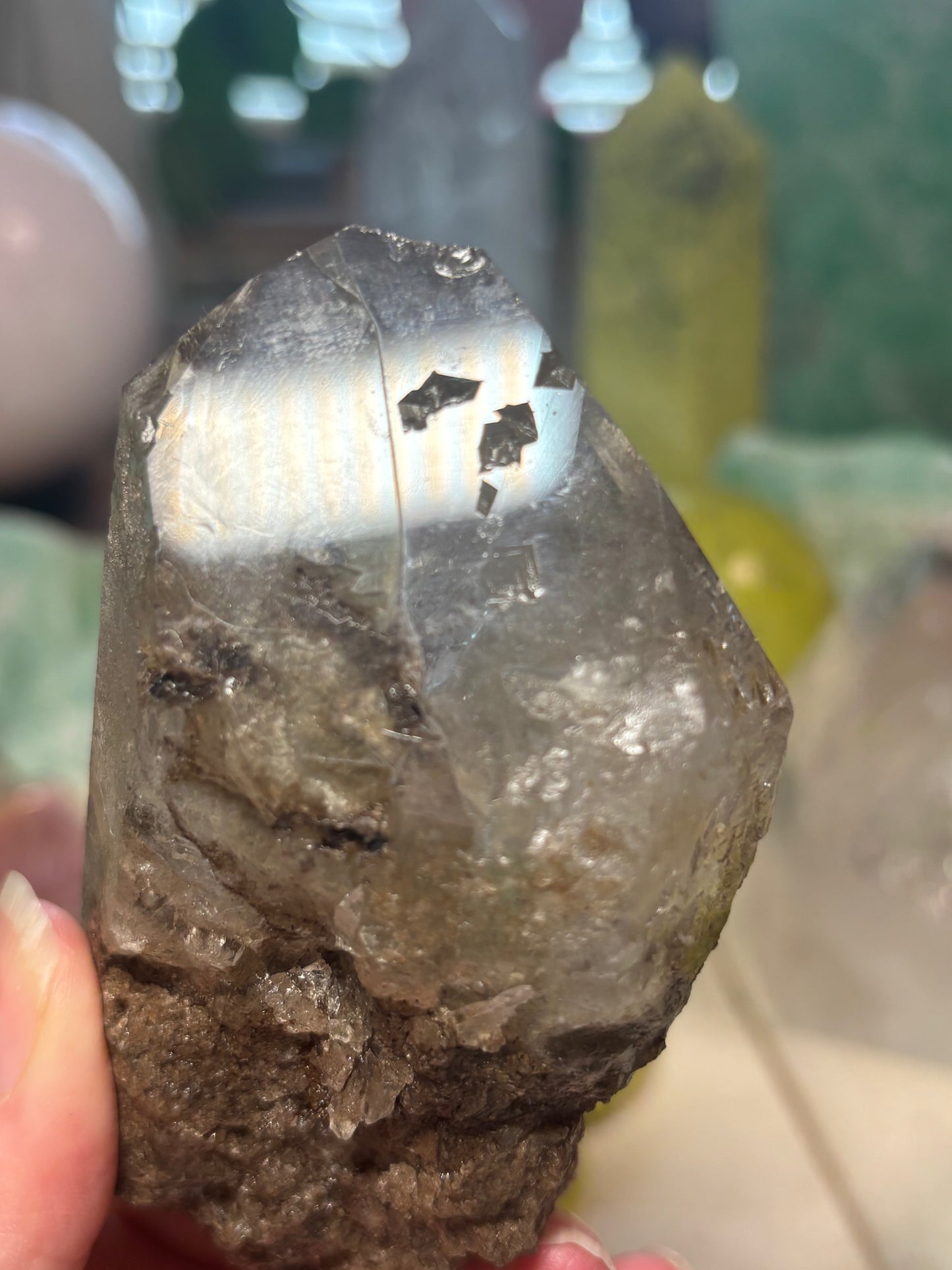 Smokey Garden Quartz with inclusions - Point - Brazil