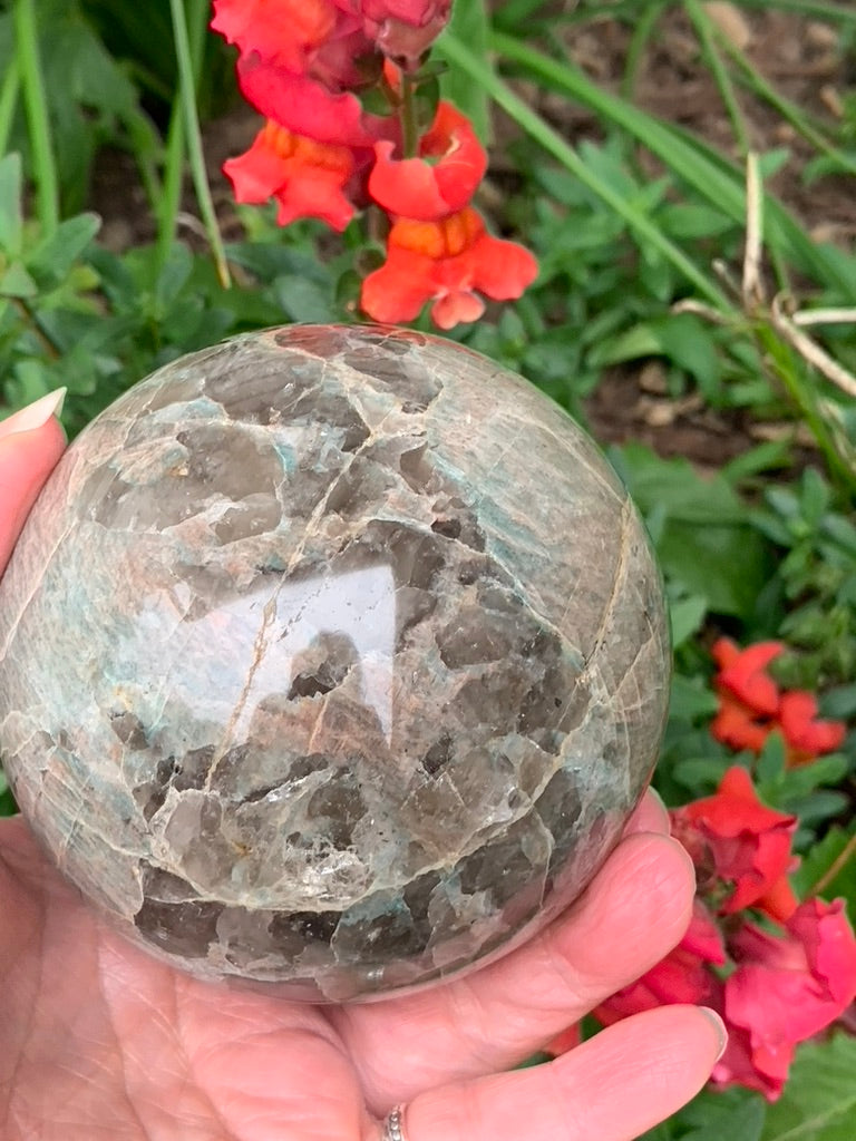 Amazonite with Smokey Quartz Sphere