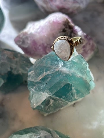 Rainbow Moonstone Ring size 8