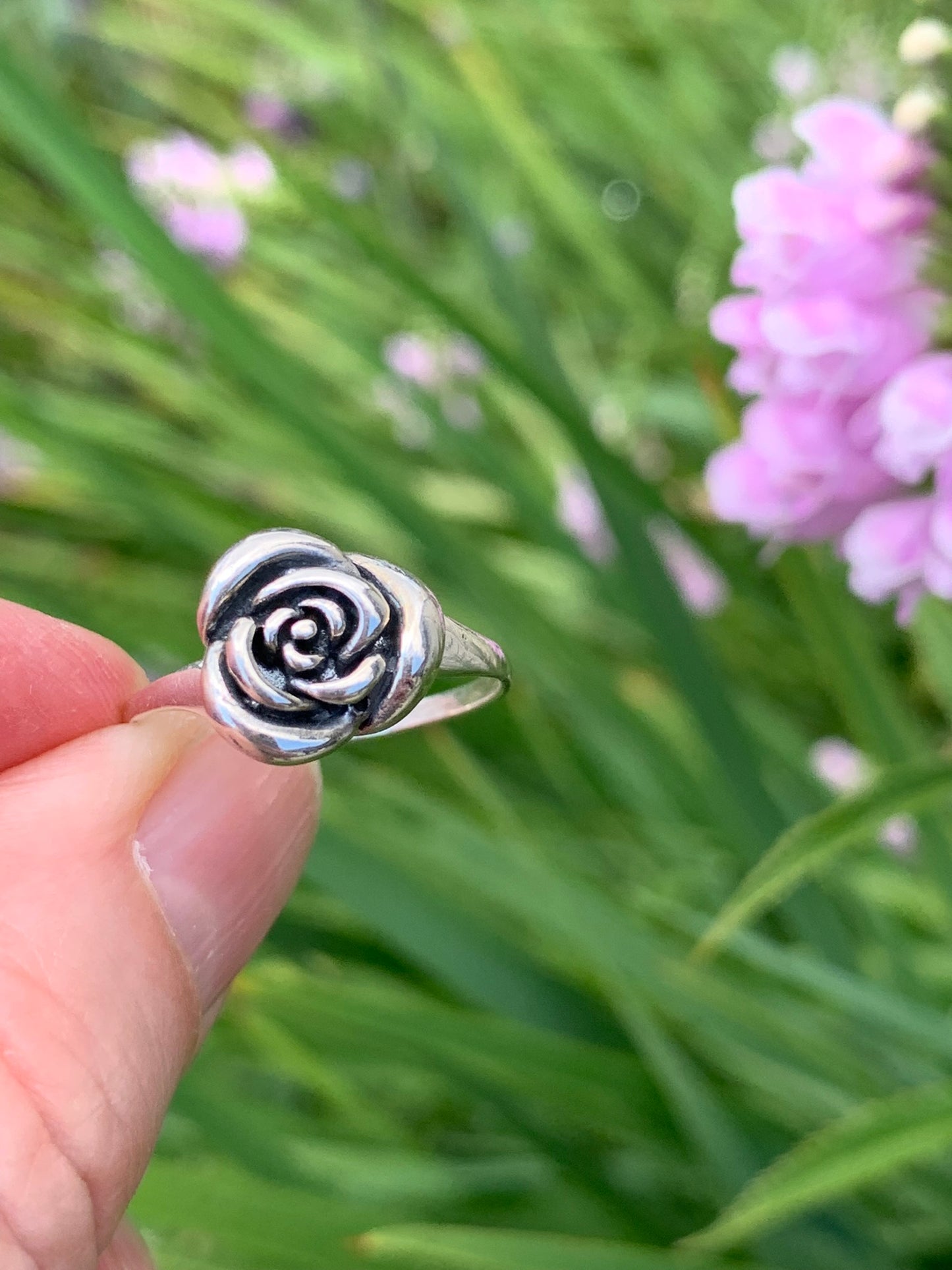 Sterling Silver ROSE Ring 8.5