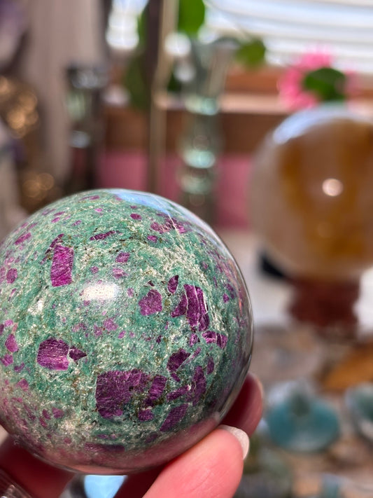 Ruby Fuchsite Sphere - India