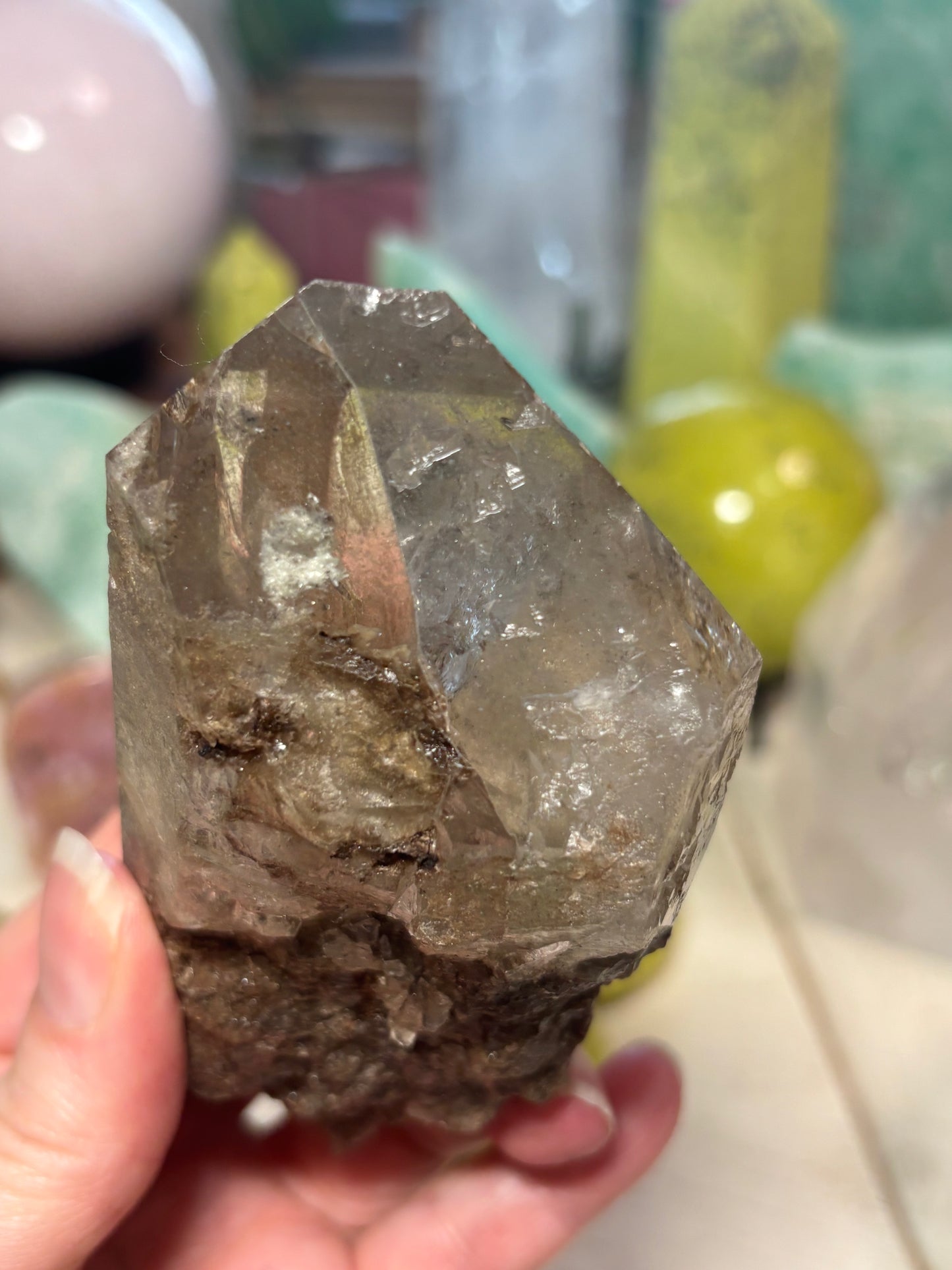 Smokey Garden Quartz with inclusions - Point - Brazil