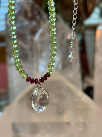 Celestial Gate — Peridot, Red Spinel and Lemurian Quartz