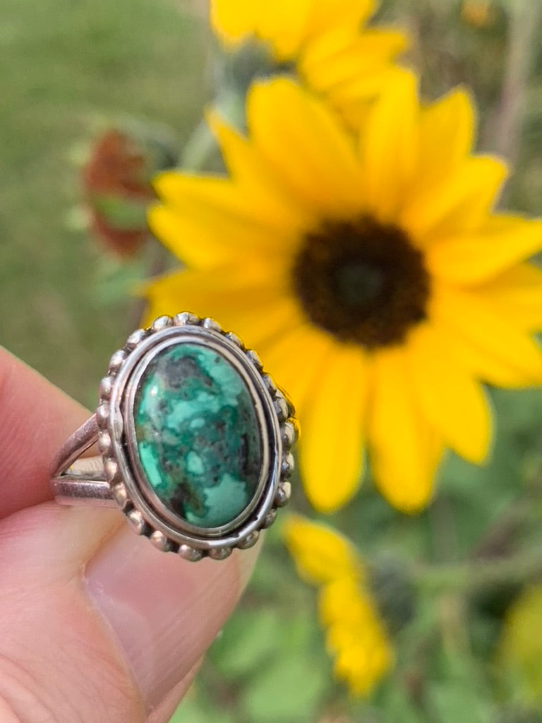 Turquoise with Malachite Ring size 6