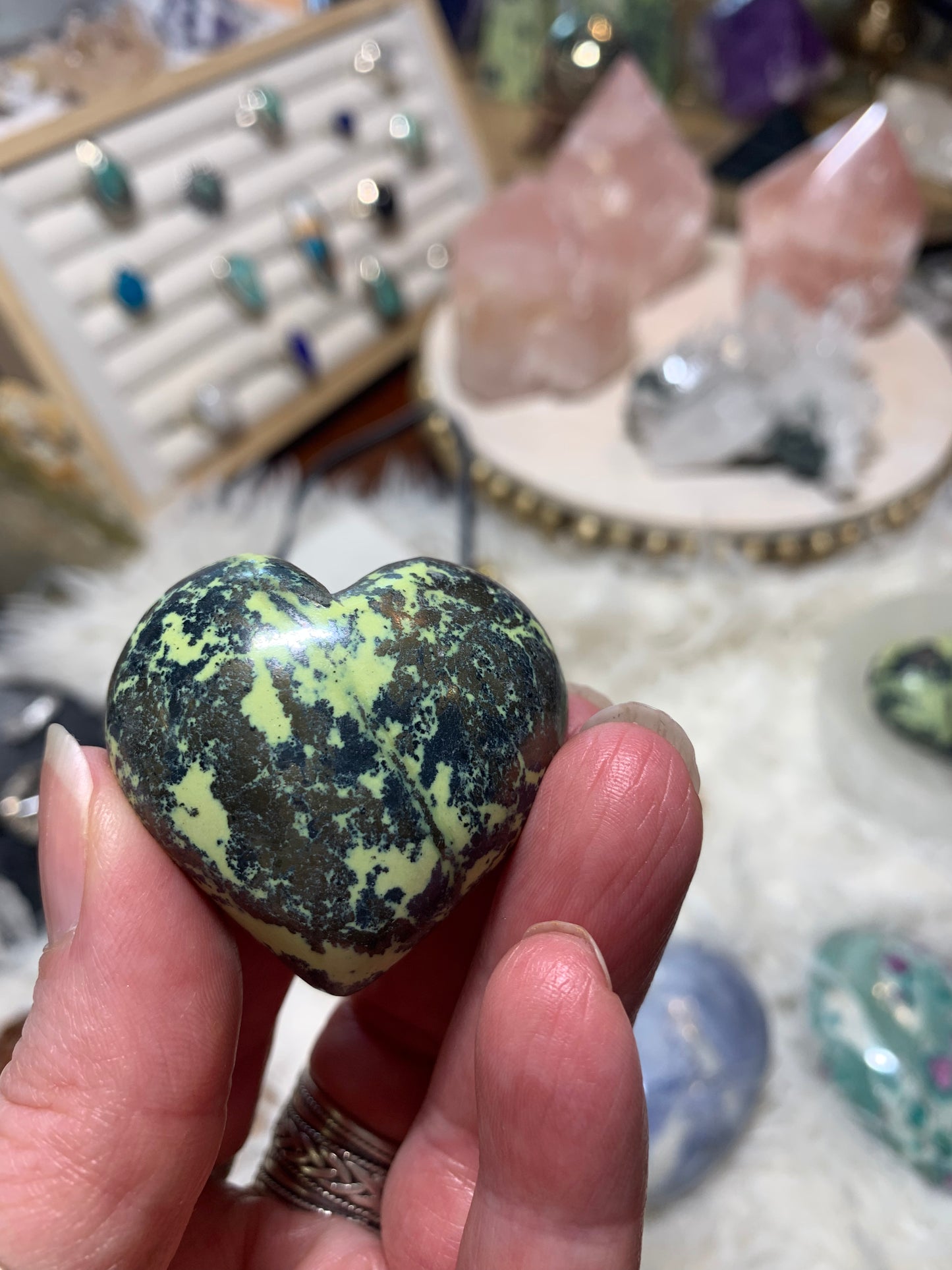 Serpentine with Pyrite heart - Peru