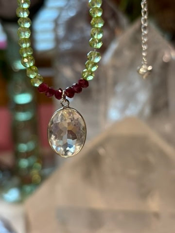 Celestial Gate — Peridot, Red Spinel and Lemurian Quartz