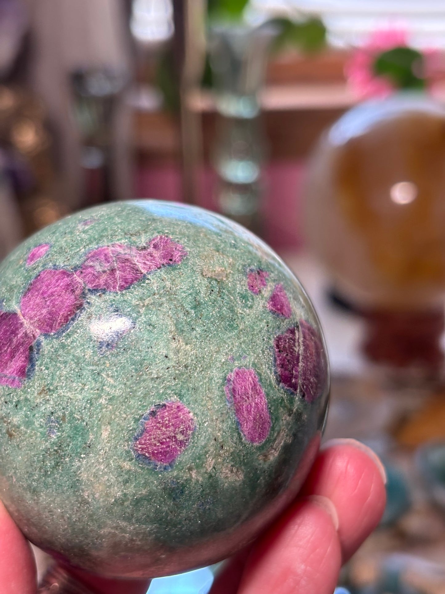 Ruby Fuchsite Sphere - India