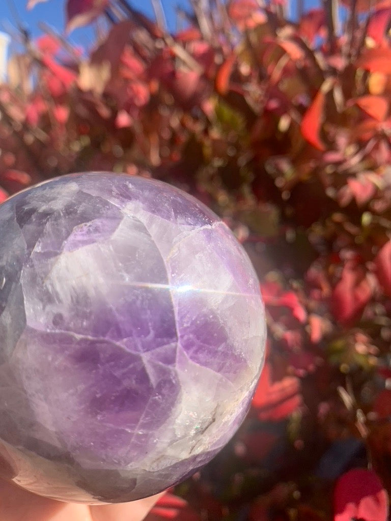 Dream Amethyst with Smokey Quartz Sphere - Madagascar