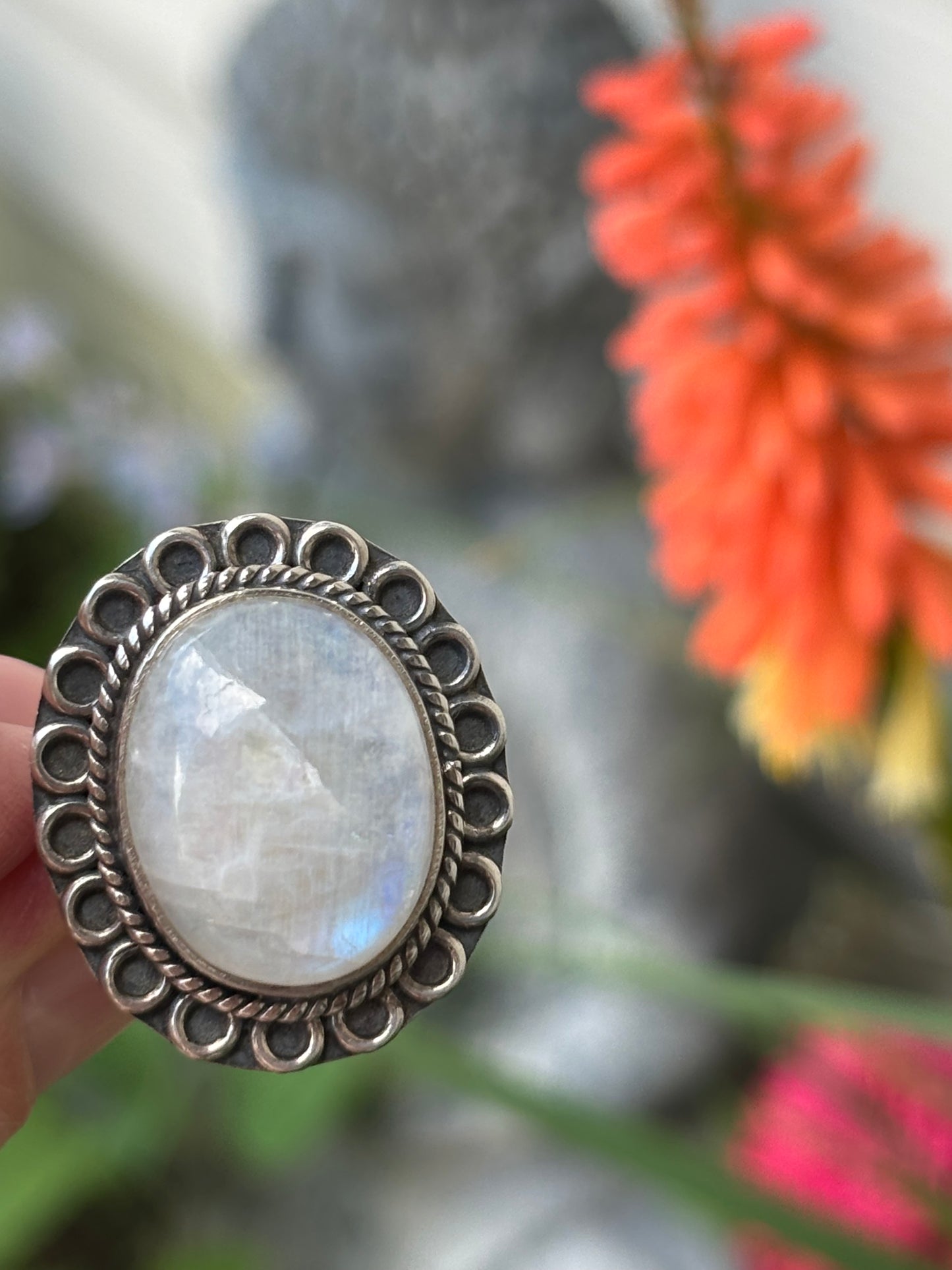 Rainbow Moonstone Ring size 8.5