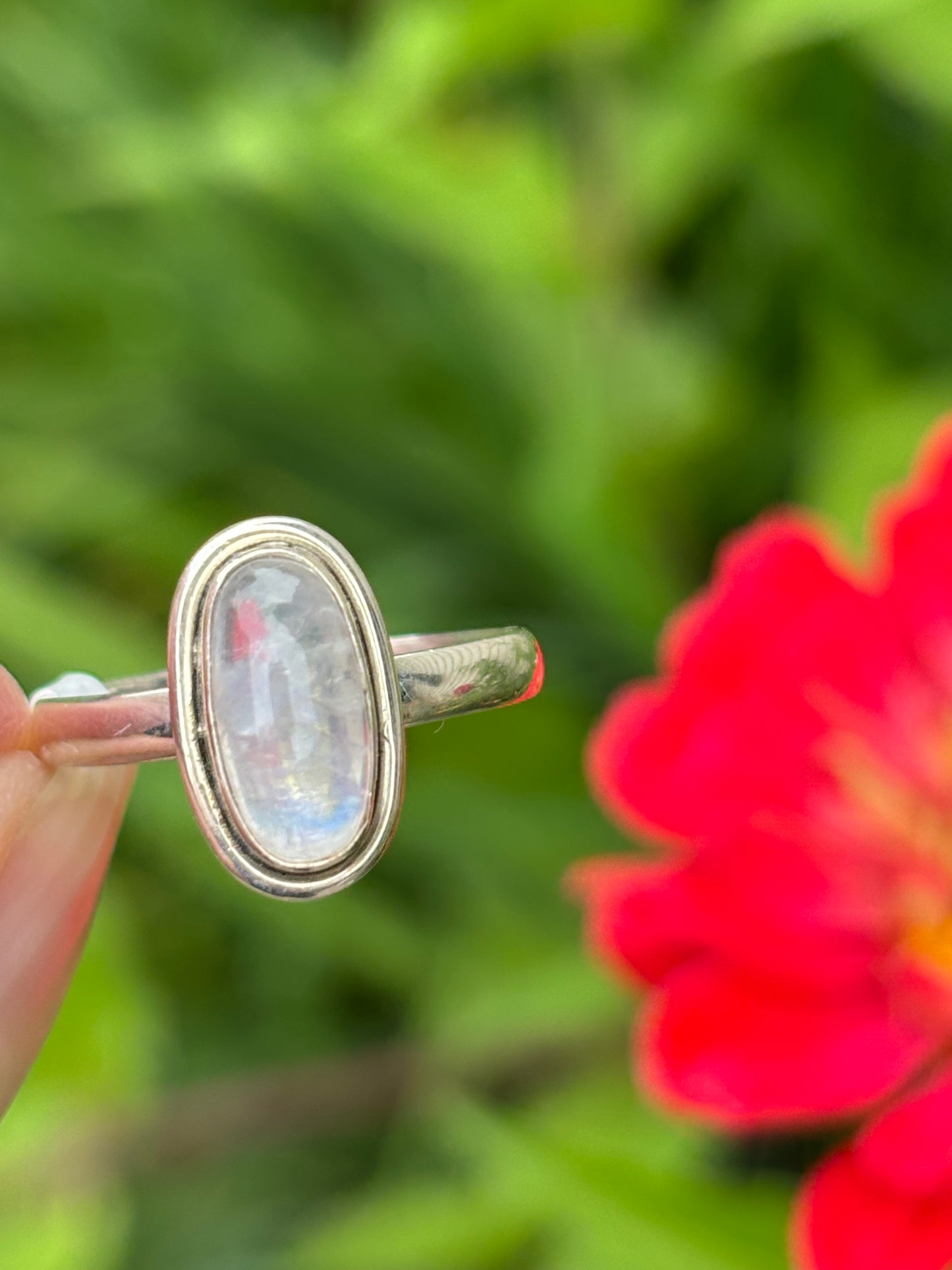 Rainbow Moonstone Ring size 7