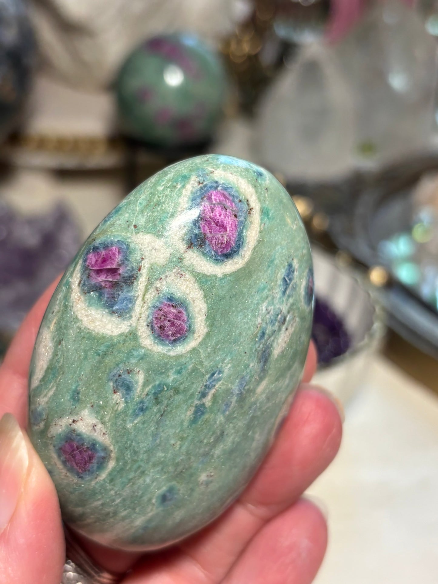 Ruby Fuchsite Palm Stone - India