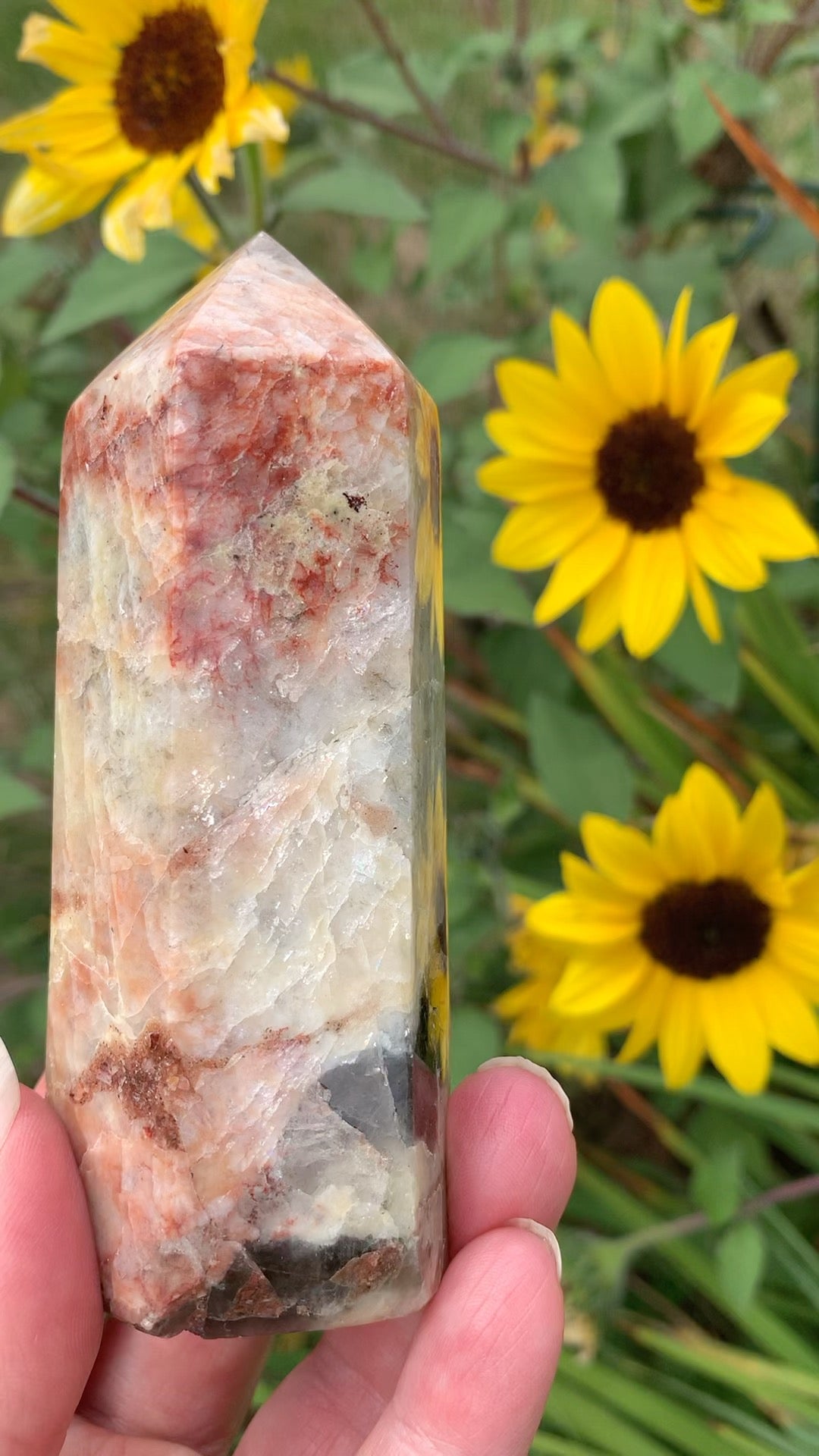 Fire Quartz -  Red Moonstone Generator with Smokey Quartz