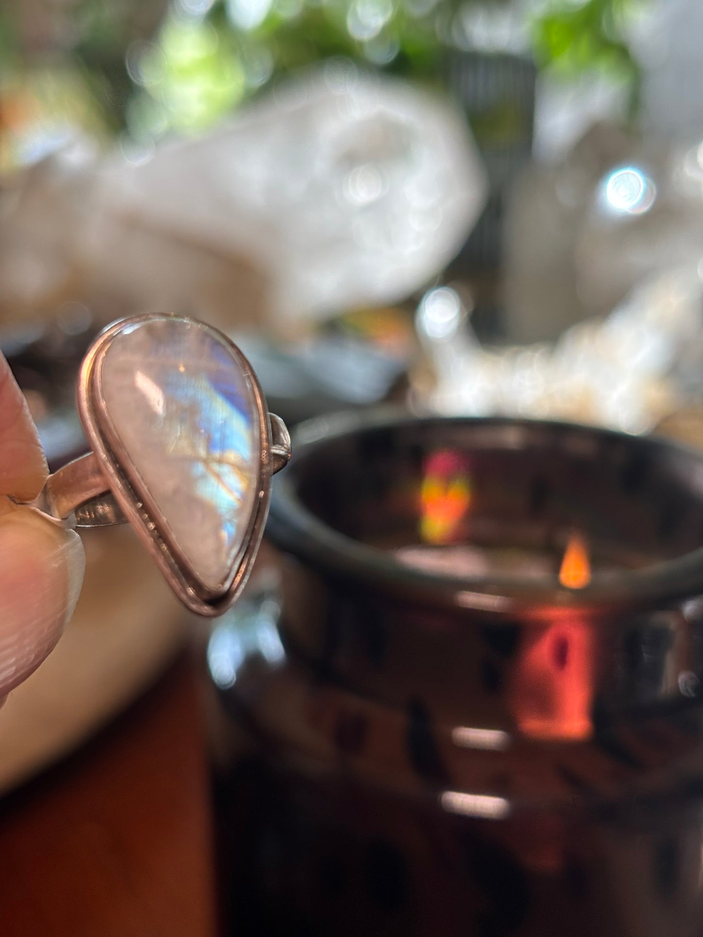 Rainbow Moonstone Ring size 7