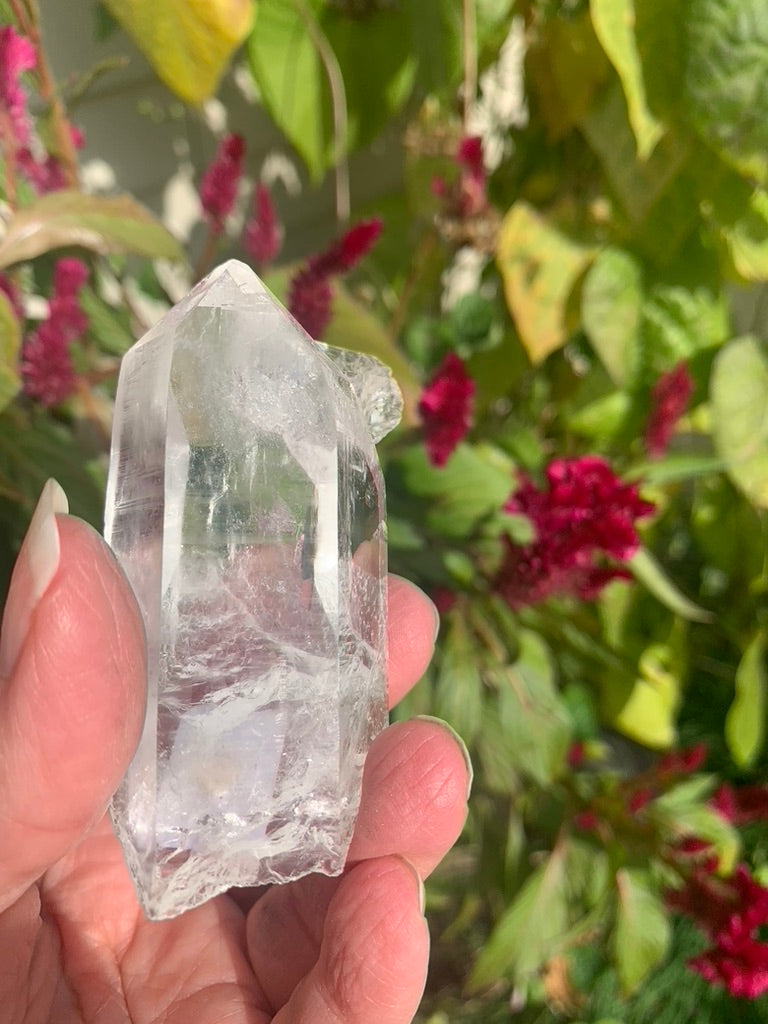 Lemurian Quartz Point with Penetrator and Rainbow