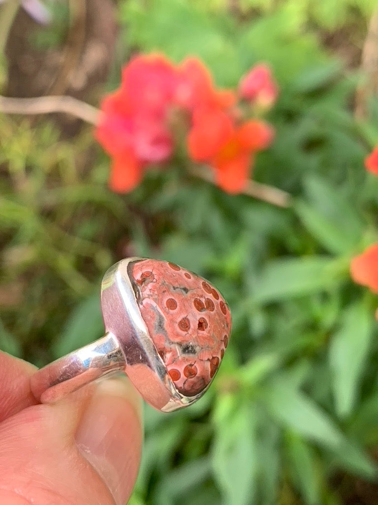 Ocean Jasper Ring Size 8 "Cherries"