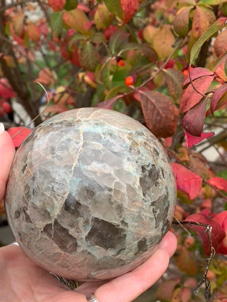 Amazonite with Smokey Quartz Sphere