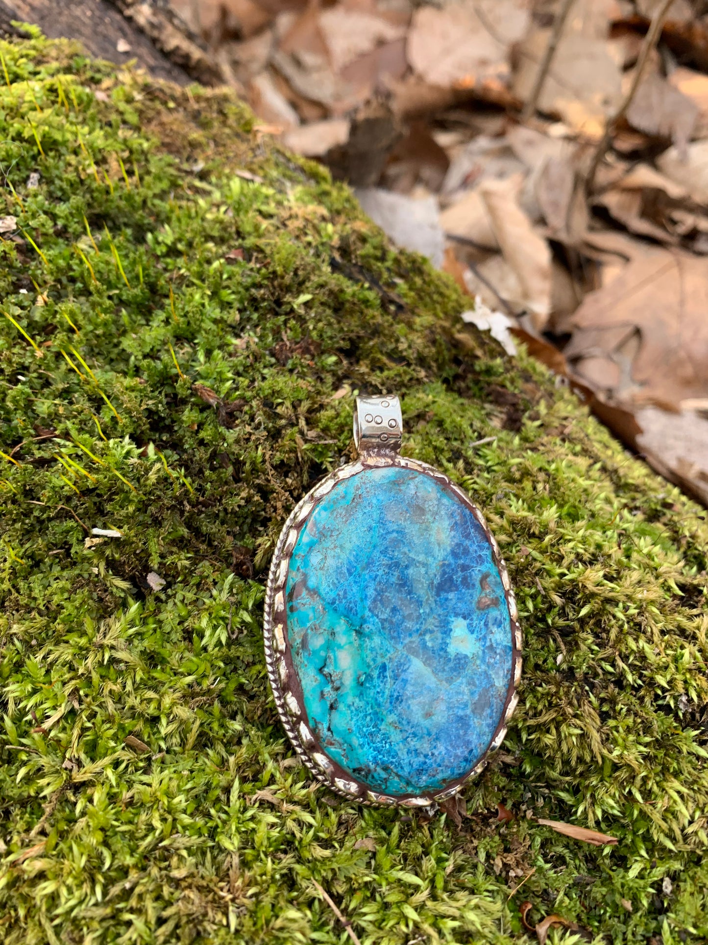 Chrysocolla pendant - Tibetan Silver