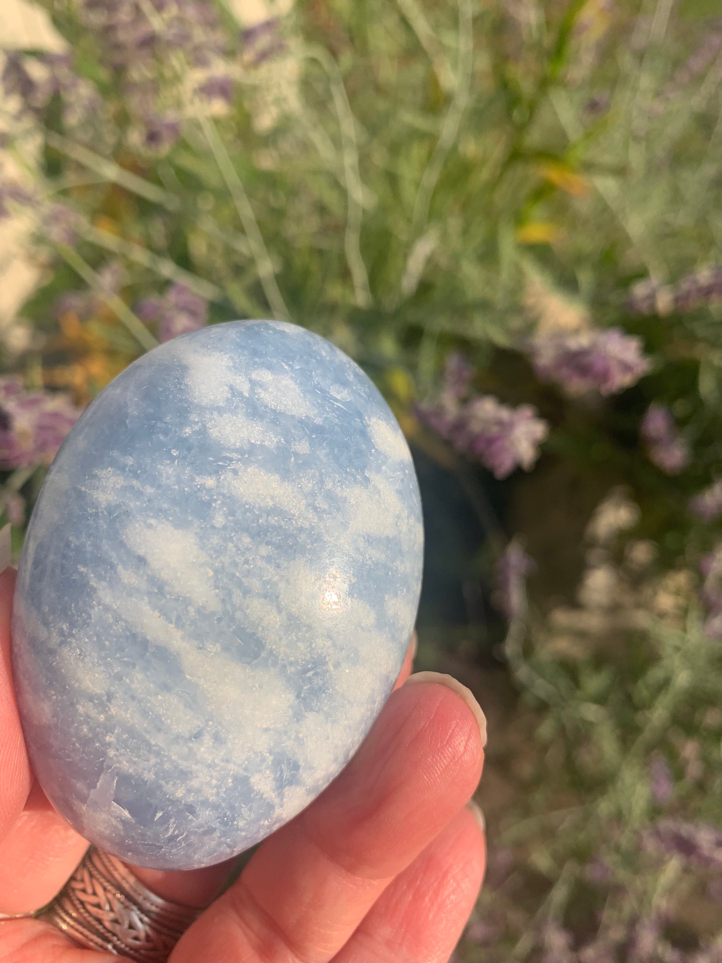 Blue Calcite Palm Stone