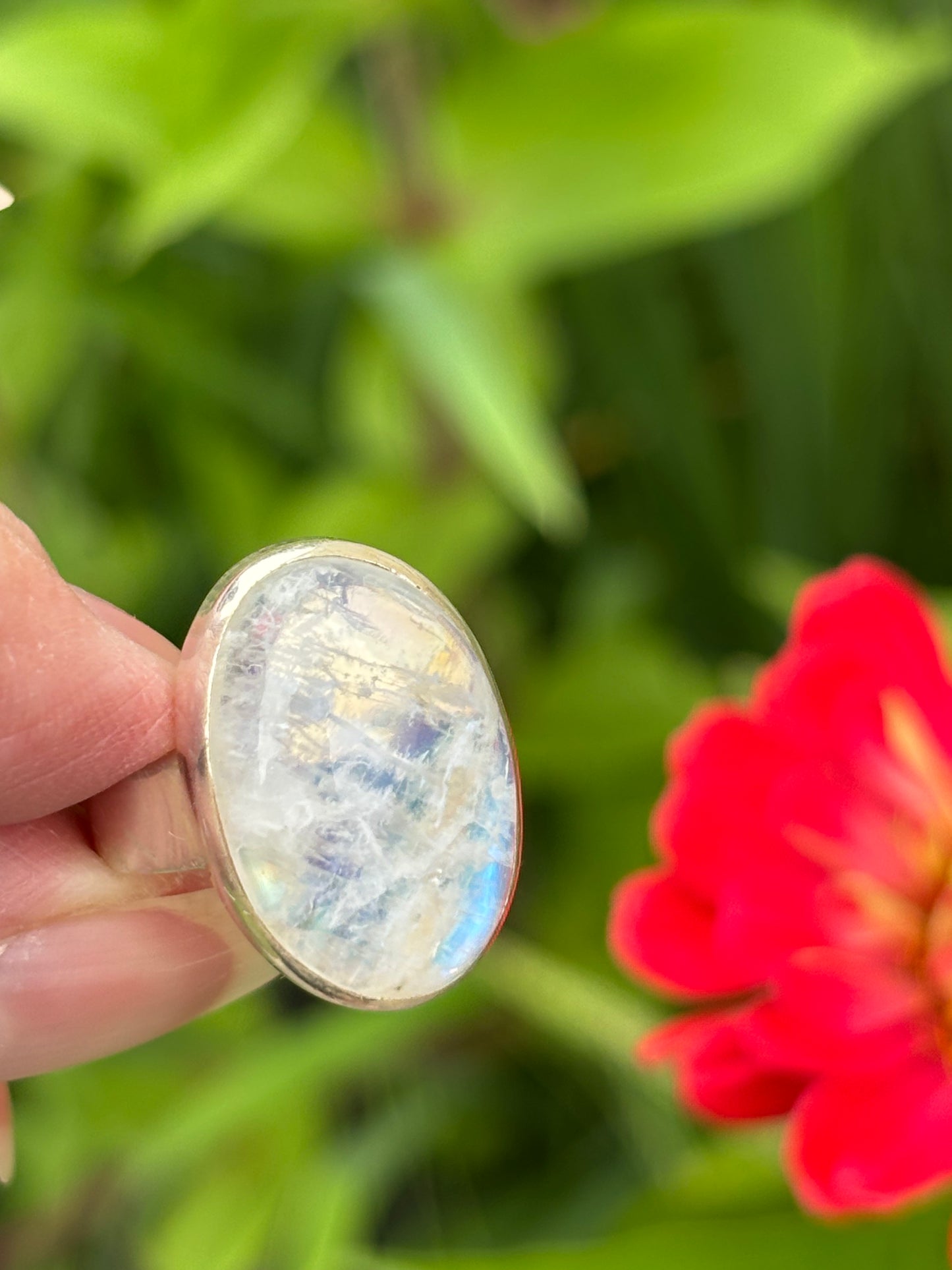 Rainbow Moonstone Ring size 8