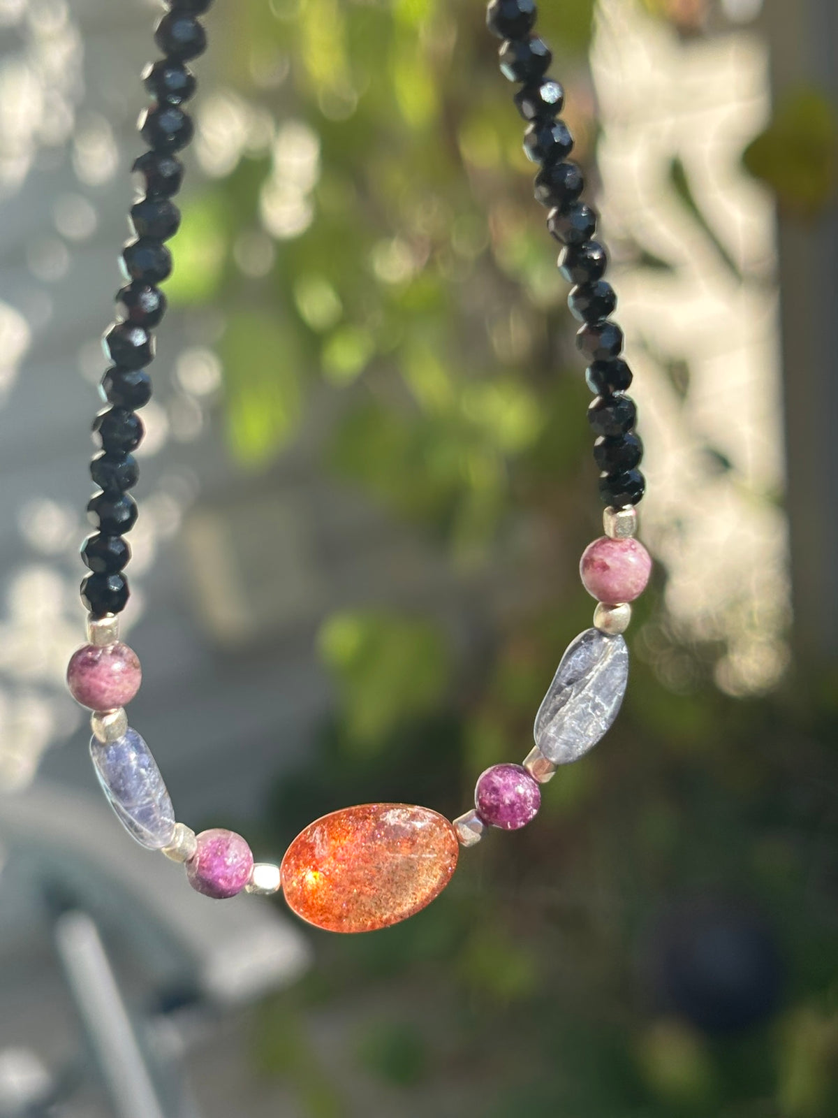 The Shadow Alchemist | Black Obsidian • Pink Tourmaline • Sunstone • Iolite