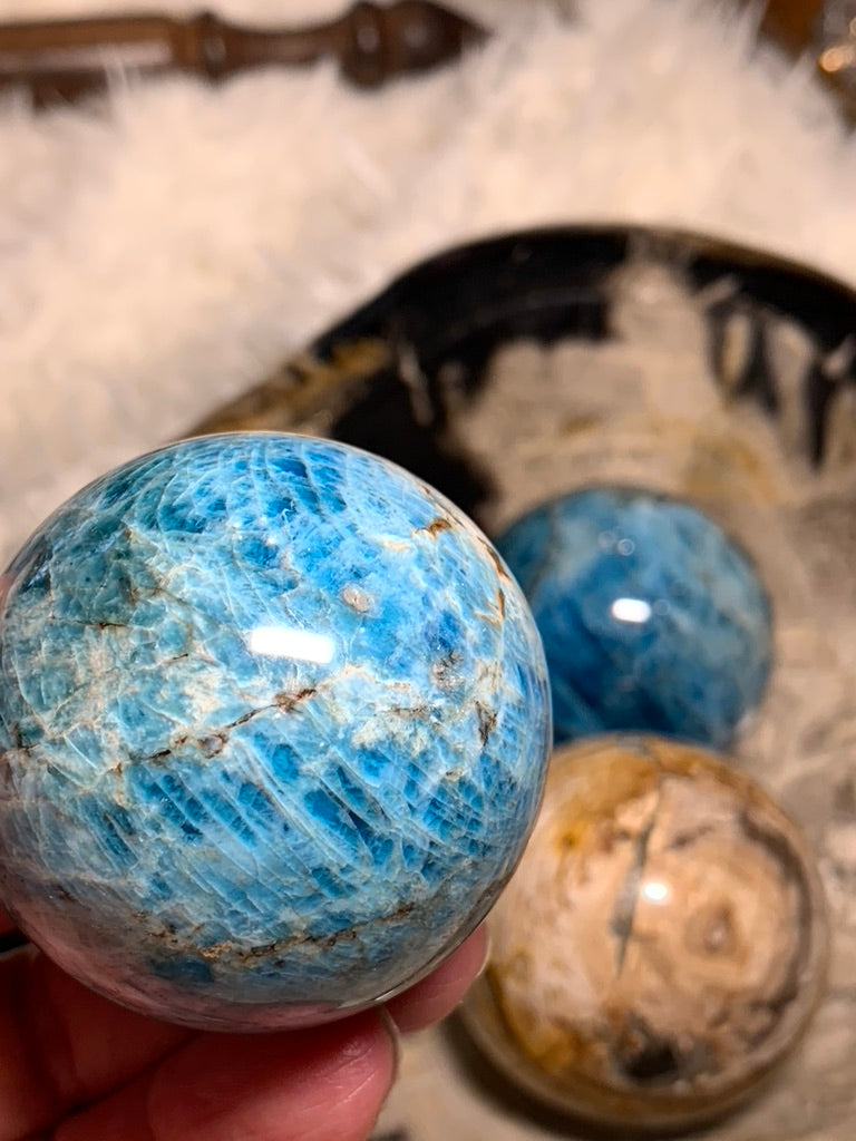 Blue Apatite Sphere - Madagascar