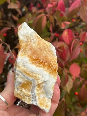 Zebra Calcite with Orange Calcite - Mexico