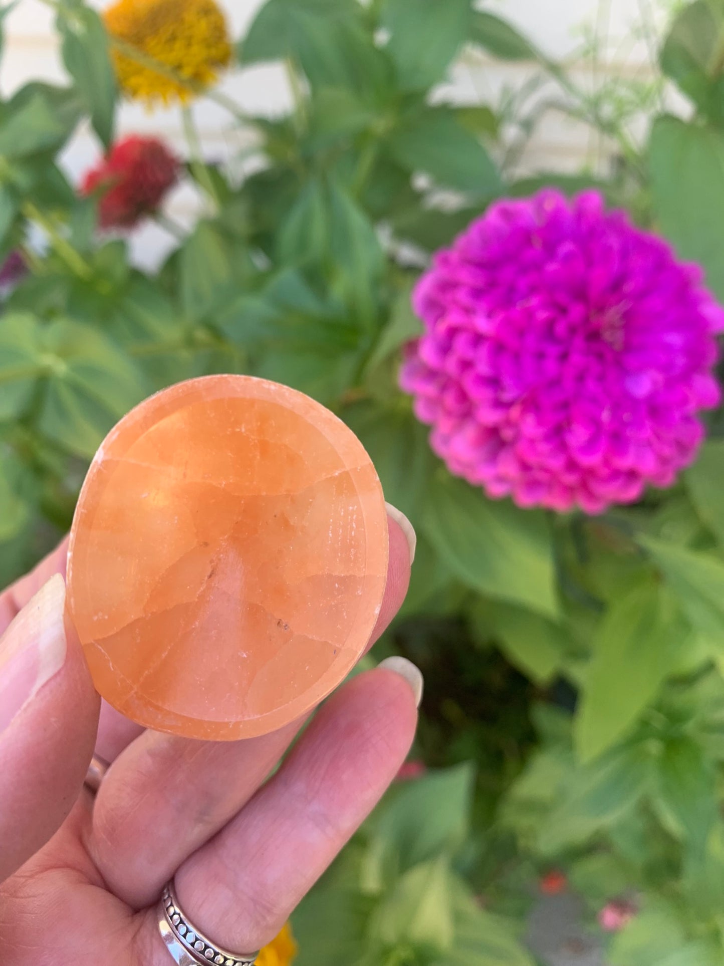 Peach Selenite Sphere Stand