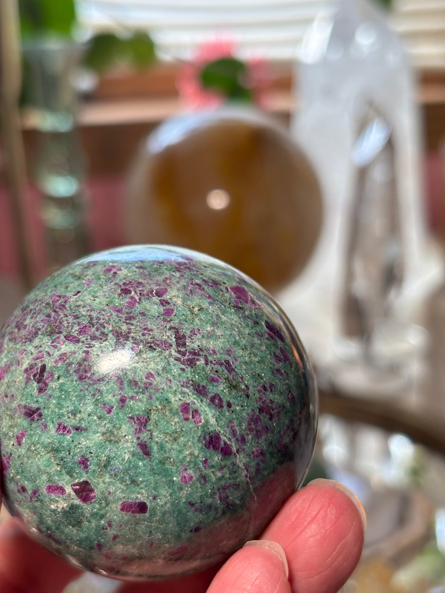 Ruby Fuchsite Sphere - India