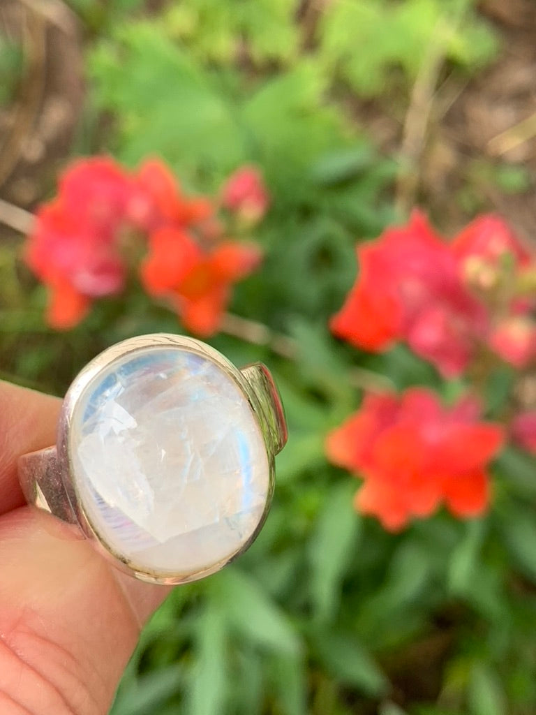 Rainbow Moonstone Ring size 9.5