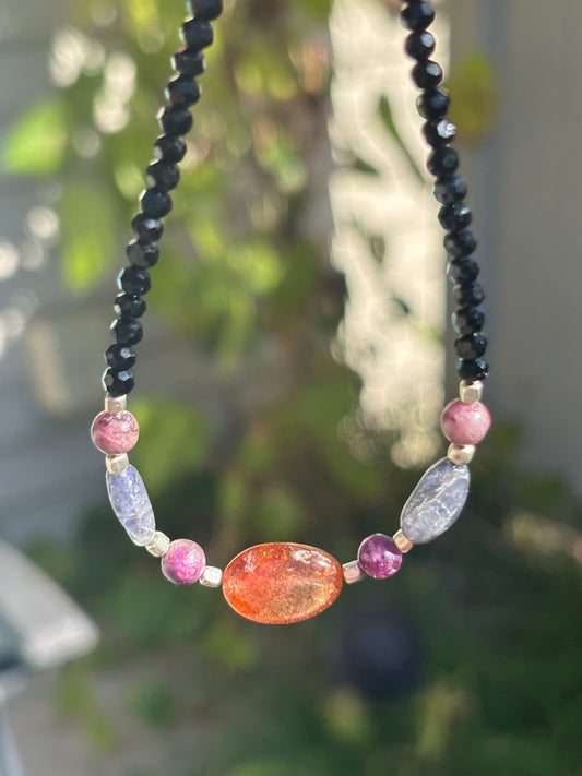 The Shadow Alchemist | Black Obsidian • Pink Tourmaline • Sunstone • Iolite