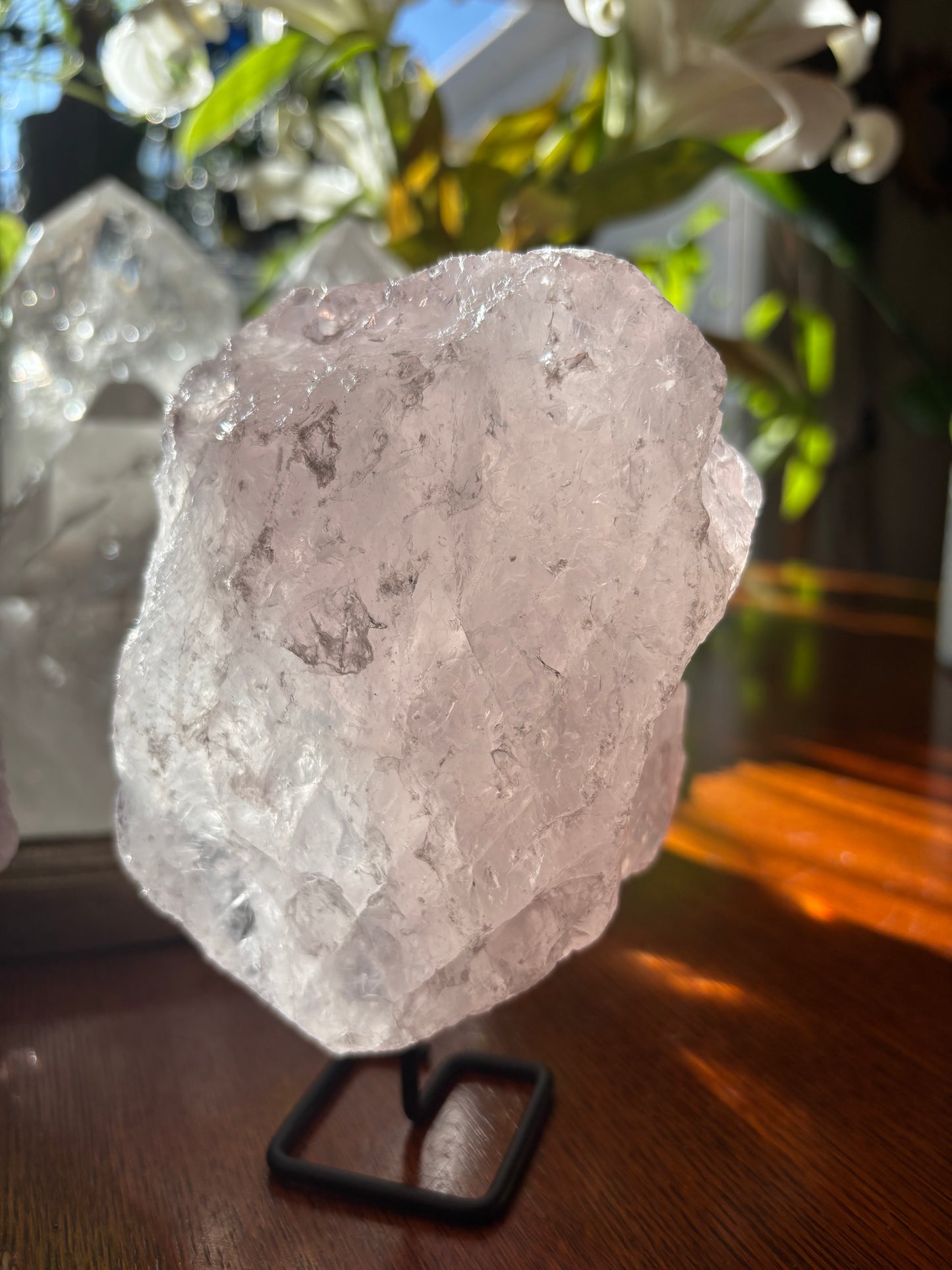 Rose Quartz - natural on stand