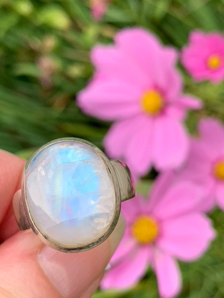 Rainbow Moonstone Ring size 9.5