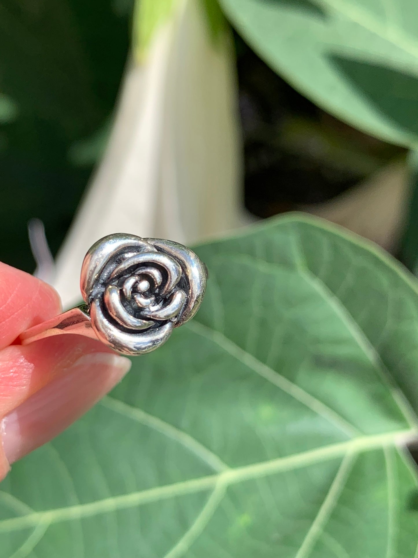 Sterling Silver ROSE Ring 8.5