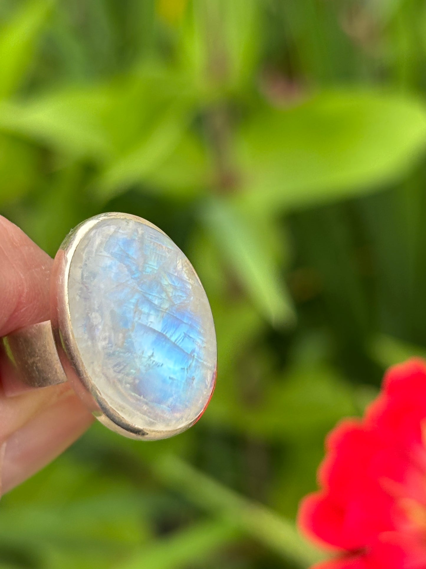 Rainbow Moonstone Ring size 8
